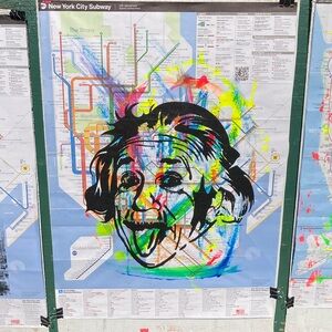 Hand Painted Original New York City Subway Map Artwork - Einstein